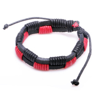 Slipskungen Läderarmband Eddie svartrött