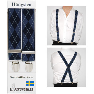 Slipskungen Svenska hängslen  Breda Blårutig