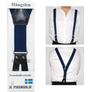 Slipskungen Svenska hängslen Breda Knapp Marin