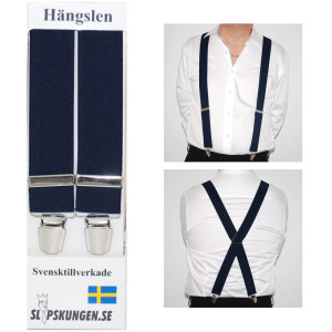Slipskungen Svenska hängslen  Breda Marinblå