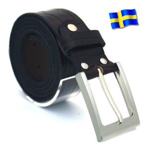 Slipskungen Läderbälte Kroko brun 35mm 812 damer