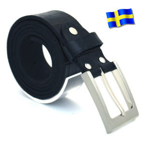 Slipskungen Läderbälte Kroko svart 35mm 810
