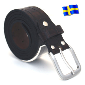 Slipskungen Läderbälte Kroko brun 35mm 811 damer
