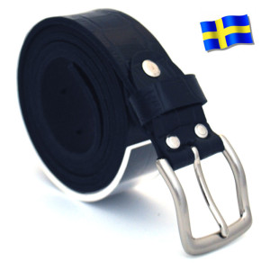 Slipskungen Läderbälte Kroko svart 30mm 803