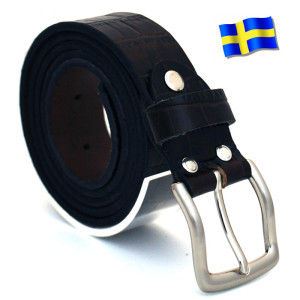 Slipskungen Läderbälte Kroko brun 30mm 805 herrklader