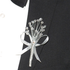 Slipskungen Corsage Rosett Kristall Silver
