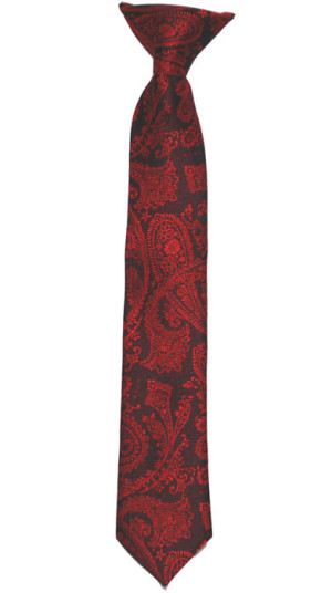 Slipskungen Barnslips Paisley Röd