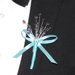 Slipskungen Corsage Rosett Kristall Turkos