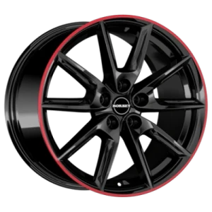 Borbet Lx18 Black Glossy Rim Red 8x18 ET 40 5/114.3 Alufelge Rot