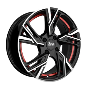 MAM Wheels Rs5 Black Front Polish Red Inside 6.5x16 ET 20 4/108 Alufelge Rot