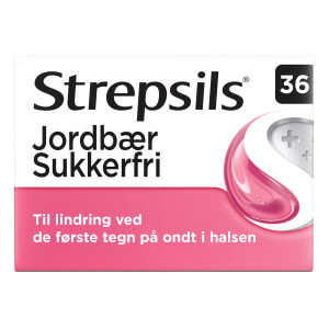 Strepsils Jordbær Sukkerfri 0,6+1,2 mg 36 stk Sugetabletter