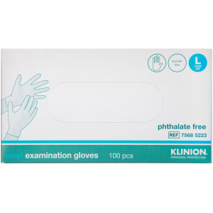 Klinion Protection Vinylhandske, Pudderfri, PHT Fri, Large Medicinsk udstyr 100 stk
