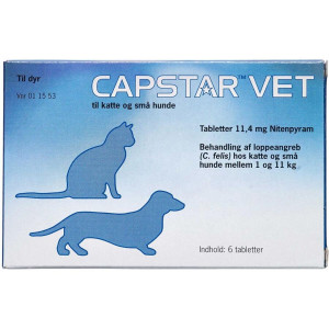 Capstar Vet. t. kat+små hunde 11,4 mg 6 stk Tabletter