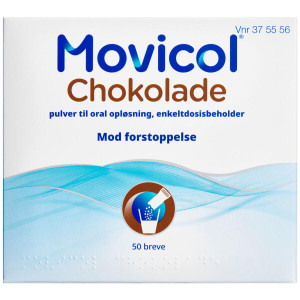 Movicol Chokolade 50 stk Pulver til oral opløsning, enkeltdosisbeholder