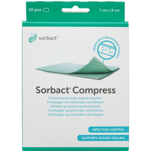 Sorbact Compress 7 x 9 cm Medicinsk udstyr 10 stk