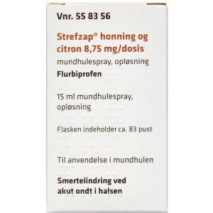 Strefzap honning og citron 8,75 mg/3 pust (Håndkøb, apoteksforbeholdt) 15 ml Mundhulespray, opløsning