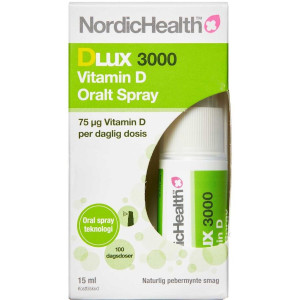 NordicHealth DLux 3000 D-vitamin Spray 75 mg Kosttilskud 15 ml