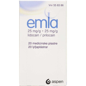 Emla 25+25 mg 20 stk Medicinsk plaster