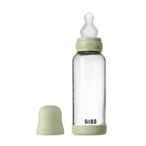 BIBS Baby Glass Bottle Silikone Medium Flow Sage 240 ml