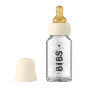 BIBS Baby Glass Bottle Naturgummi Slow Flow Ivory 110 ml