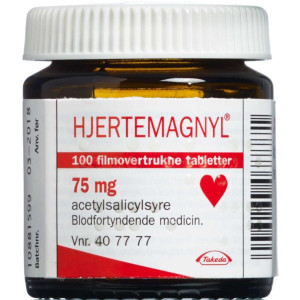 Orifarm generics Hjertemagnyl 75 mg (Håndkøb, apoteksforbeholdt) 100 stk Filmovertrukne tabletter