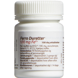 Ferro Duretter 100 mg (Håndkøb, apoteksforbeholdt) 100 stk Depottabletter