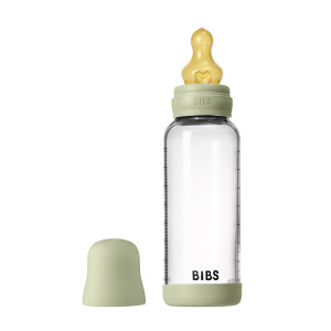 BIBS Baby Glass Bottle Naturgummi Medium Flow Sage 240 ml