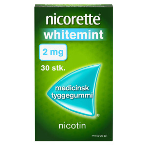Nicorette Whitemint 2 mg 30 stk Medicinsk tyggegummi