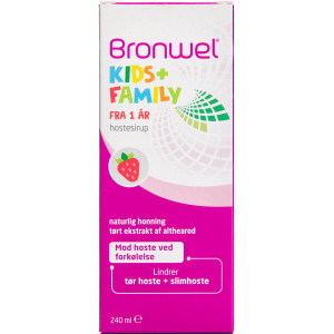 Bronwel Kids+Family Med Jordbær smag Medicinsk udstyr 240 ml