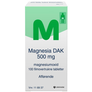 Magnesia "DAK" 500 mg 100 stk Filmovertrukne tabletter