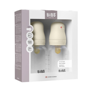 BIBS Baby Plast Bottle Naturgummi Slow Flow Ivory 2-pak 150 ml