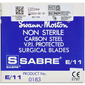 Sabre Carbon Skalpelblade E/11 usteril Medicinsk udstyr 100 stk