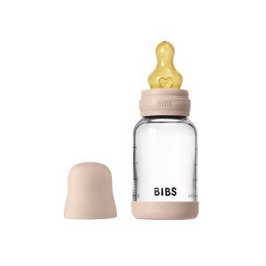 BIBS Baby Glass Bottle Naturgummi Slow Flow Blush 120 ml