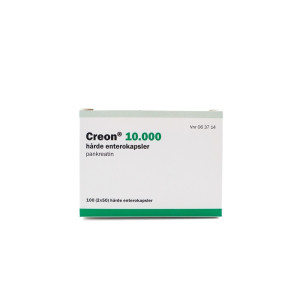 Paranova danmark Creon 10.000 Lipase 10.000 EP-e (Håndkøb, apoteksforbeholdt) 100 stk Enterokapsler, hårde