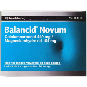 Balancid Novum 449 mg + 104 mg 100 stk Tyggetabletter
