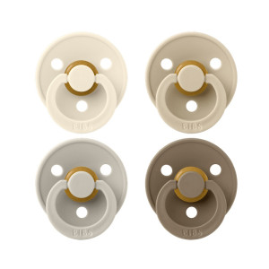BIBS Pacifier Colour 4-pak Ivory/Sand/Vanilla/Dark Oak Size 2 4 stk