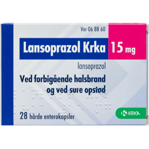 Krka ab Lansoprazol "KRKA" 15 mg (Håndkøb, apoteksforbeholdt) 28 stk Enterokapsler, hårde