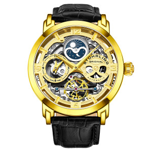 Stuhrling - Montre Homme en Cuir Automatique Legacy noire OS
