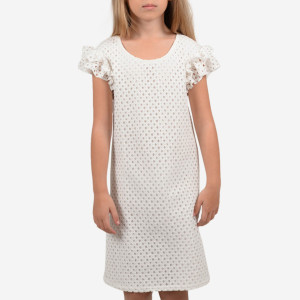Molly Bracken - Robe droite mi-longue à dentelle ajourée blanche T.10/12A