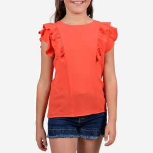Molly Bracken - Top à manches courtes volants corail T.10/12A