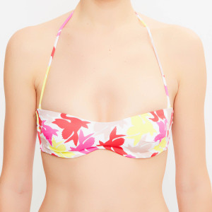 La Perla - Haut de maillot bandeau Fleur de Plume imprimé multicolore T.38/C