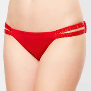 La Perla - Bas de maillot taille basse Glimmering Soutache rouge 40