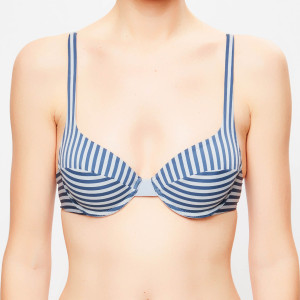 La Perla - Haut de maillot Sailor Stripes à rayures bleu/gris T.38/D