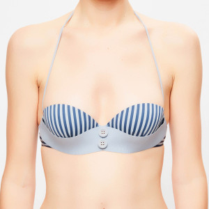 La Perla - Haut de maillot bandeau Sailor Stripes à rayures bleu/gris T.40/A