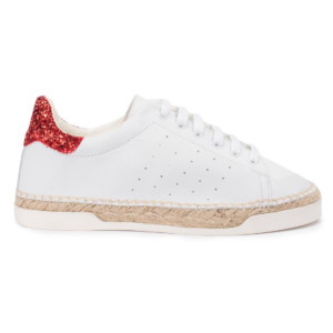 Canal Saint Martin - Baskets espadrilles en Cuir Lancry Glitter blanc/rouge 36