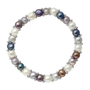 Mitzuko - Bracelet Acier Perles d'Eau Douce multicolores OS