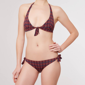 Siyu - Maillot de Bain 2 pièces triangles foulard Alnus marron/marine TF.36/TE.38