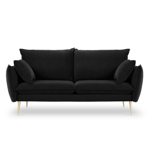 Milo Casa - Canapé Velours Elio noir - 158x100x97 cm OS
