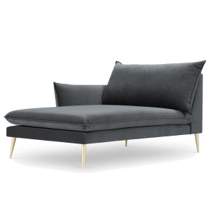Milo Casa - Méridienne Gauche en velours Elio gris - 170x107x97 cm OS