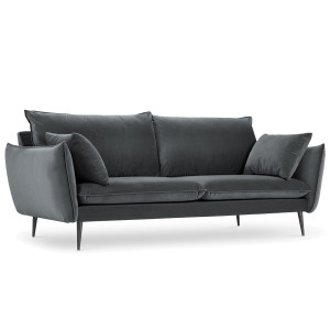 Milo Casa - Canapé Velours Elio gris - 198x100x97 cm OS